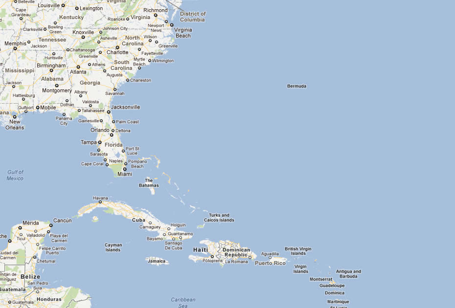 carte du Bermudes nord amerique